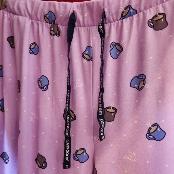 Life Is Good Start Me Up 2 Pc Long Sleeve Pajama Set Gray Purple Large - Picture 3 of 8